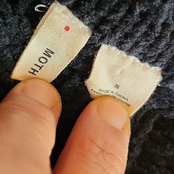 MOTH Anthropology Soft Black Cropped Chunky Knitted Pullover Sweater Top Small - Picture 9 of 12